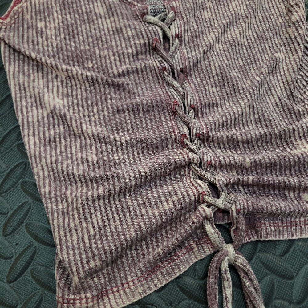 American Eagle Soft and Sexy Rib Tank Lace Up Festival Boho Rave Crop Top
